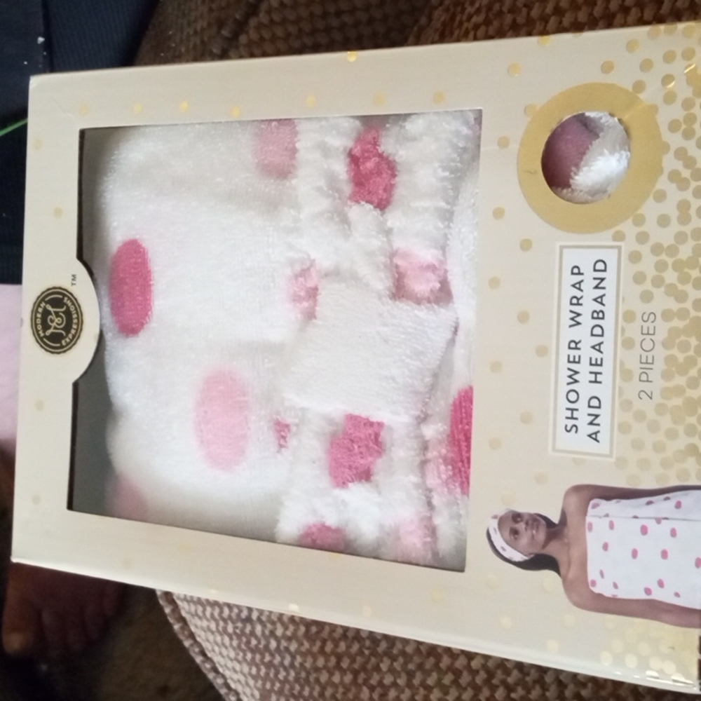Shower wrap and headband set